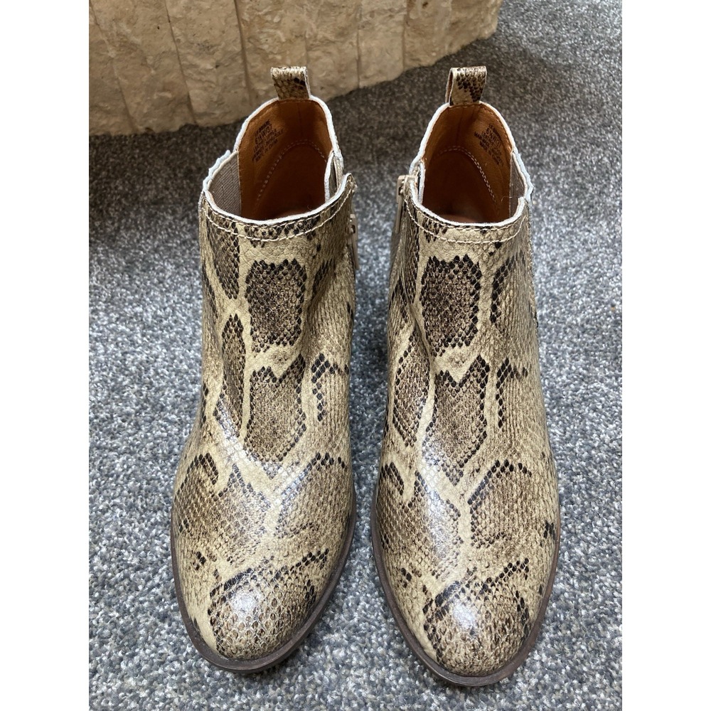 Lucky Brand Bimare Ankle Boots Leather‎ Snakeskin Print Women Size 6.5